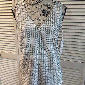 NWT- Nordstrom Women's Black and White Grid Top XS